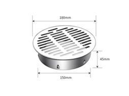Ralo de Piso em Aço Inoxidável, Grelha Redonda Anti entupimento, Filtro para Varanda, Banheiro, Cozinha e Lavabo (lgl) AQUAFORGE (saída Plana 160°)