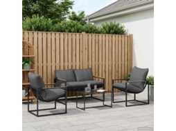 Vidaxl Conjunto de Sofá de Jardim 4 Pcs Preto e Anthracite Aço