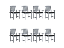 Vidaxl Cadeiras De Jardim C/ Almofadões 8 Pcs Acácia Maciça Cinzento