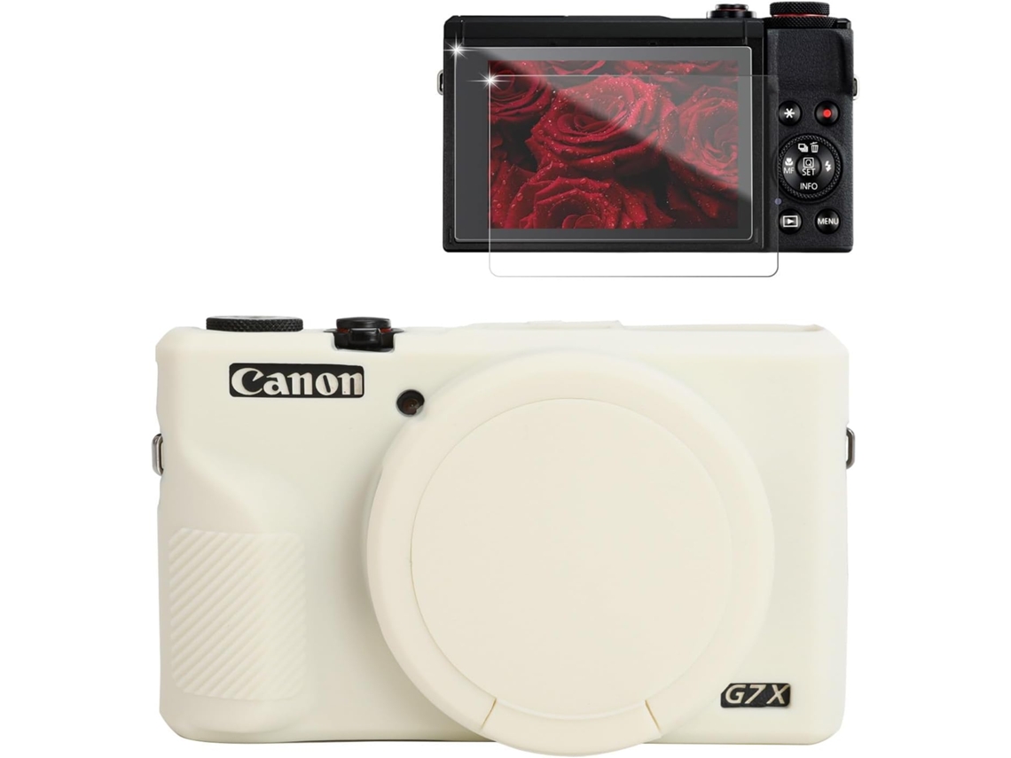 Capa Silicone HEXINYIGJLY para Canon G7x Mark Iiitampa Removível, Película, Anti Risco, Bege