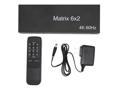 Switch de mídia HD Xyvona 6x2, divisor de 6 entradas/2 saídas, suporta até 4K a 60 Hz, EDID, 3D, HDCP 2.2, controle remoto, 100-240 V