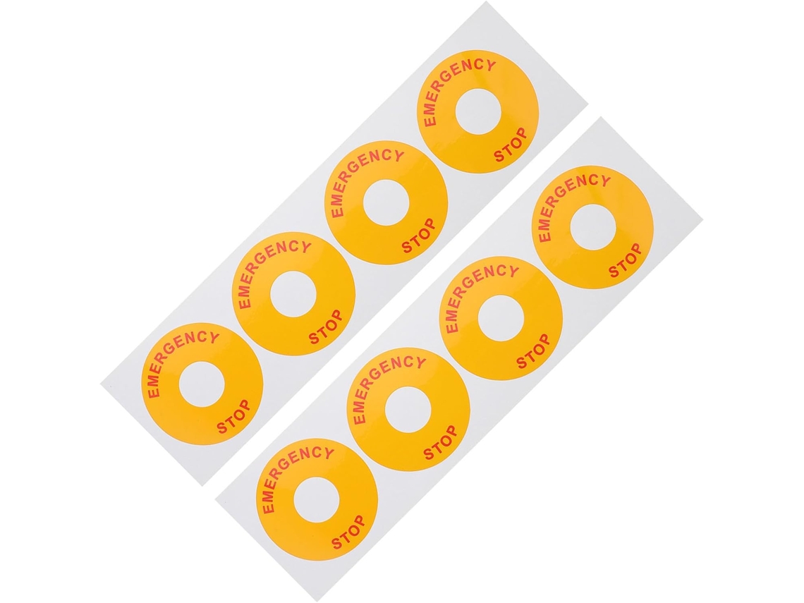 Conjunto De 8 Adesivos De Parada De Emergência Para Equipamentos Industriais - Alta Aderência