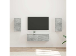 Vidaxl Conjunto De Gabinete De Parede Para Tv 4 Unid. Cinzento