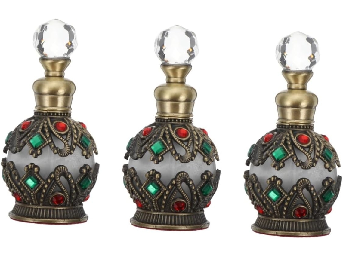 Conjunto De 3 Frascos De Perfume Com Suporte Elegante Para Óleos Essenciais, Frasco Decorativo Para