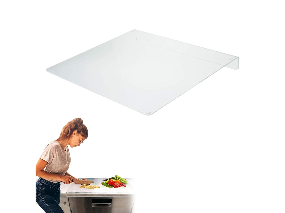 Tábua de Corte Transparente, de Acrílico, Antiderrapante, Transparente, com Borda para Bancada de Cozinha M SUNNY SPACES