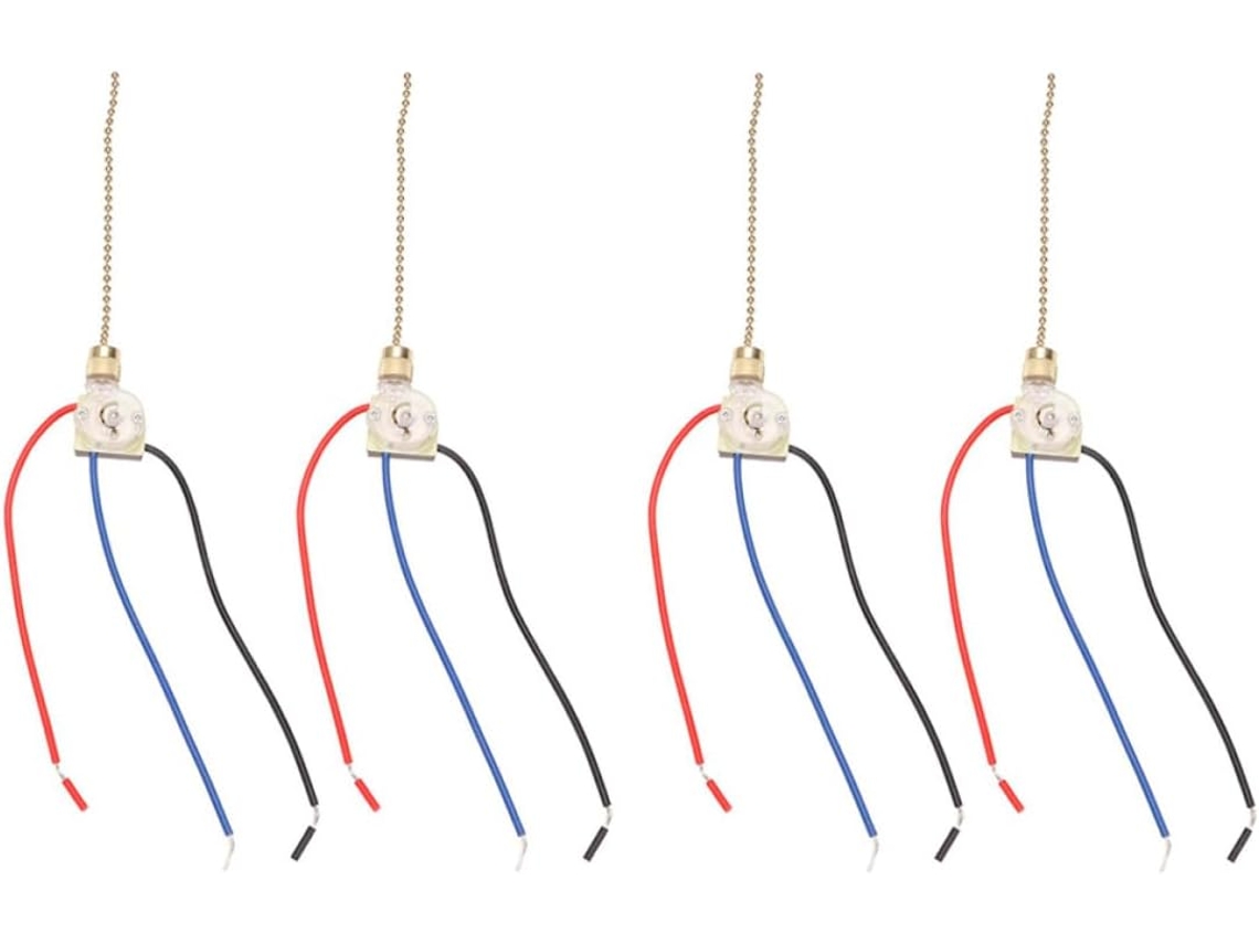 Interruptor De Corrente Elétrico 4 Peças Para Ventilador Teto Com Luz, Controle Simples E Durável Para Luminárias De