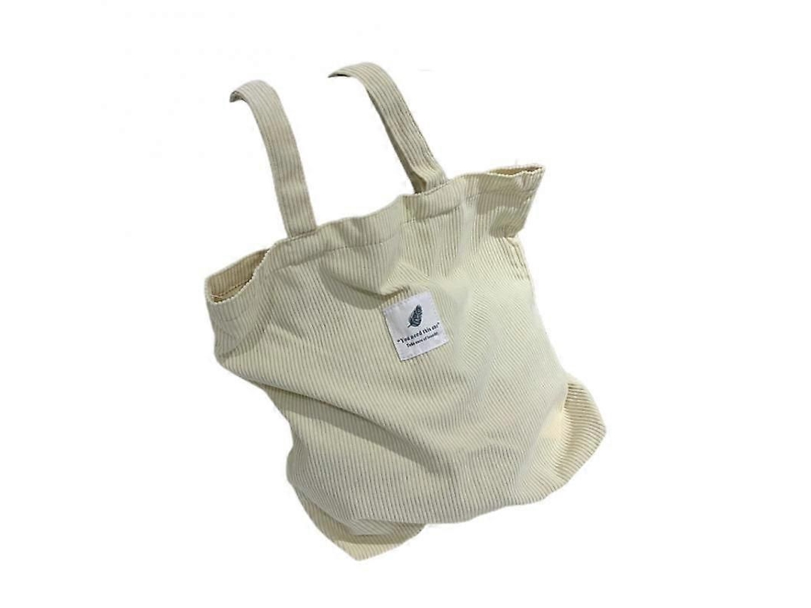 Bolsa de Ombro Feminina em Veludo Cotelê, Dobrável com Zíper, em Tecido Macio e Cor Sólida, Ideal para Compras e Reutilizável. GOKOCO