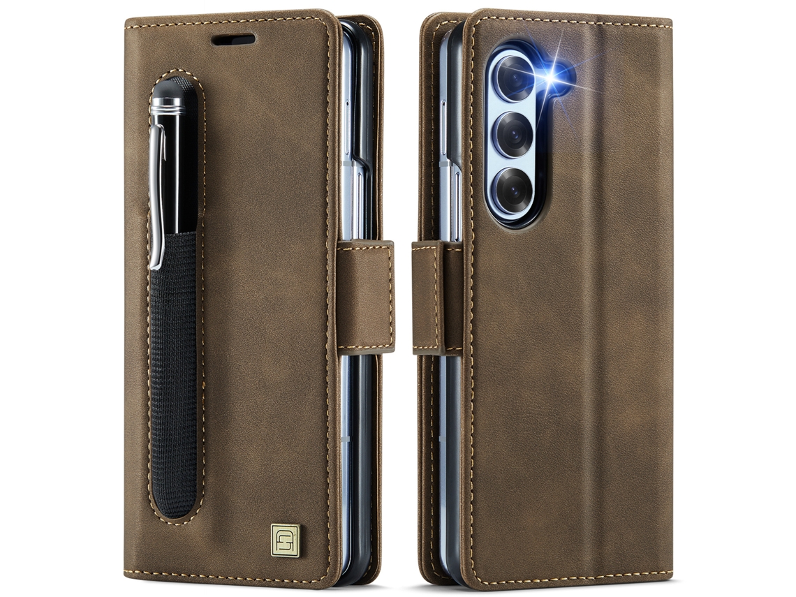 Capa Protetora Flip Para Celular Com Slot Para Cartão Simmarrom - Samsung Z Fold6