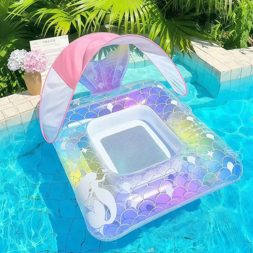 (guarda-sol Sereia) 1 Item Flutuante Para Piscina Com Proteção Solar, Balsa Inflável, Cadeira Flutuante Para Piscina, Item Flutuante Para Água