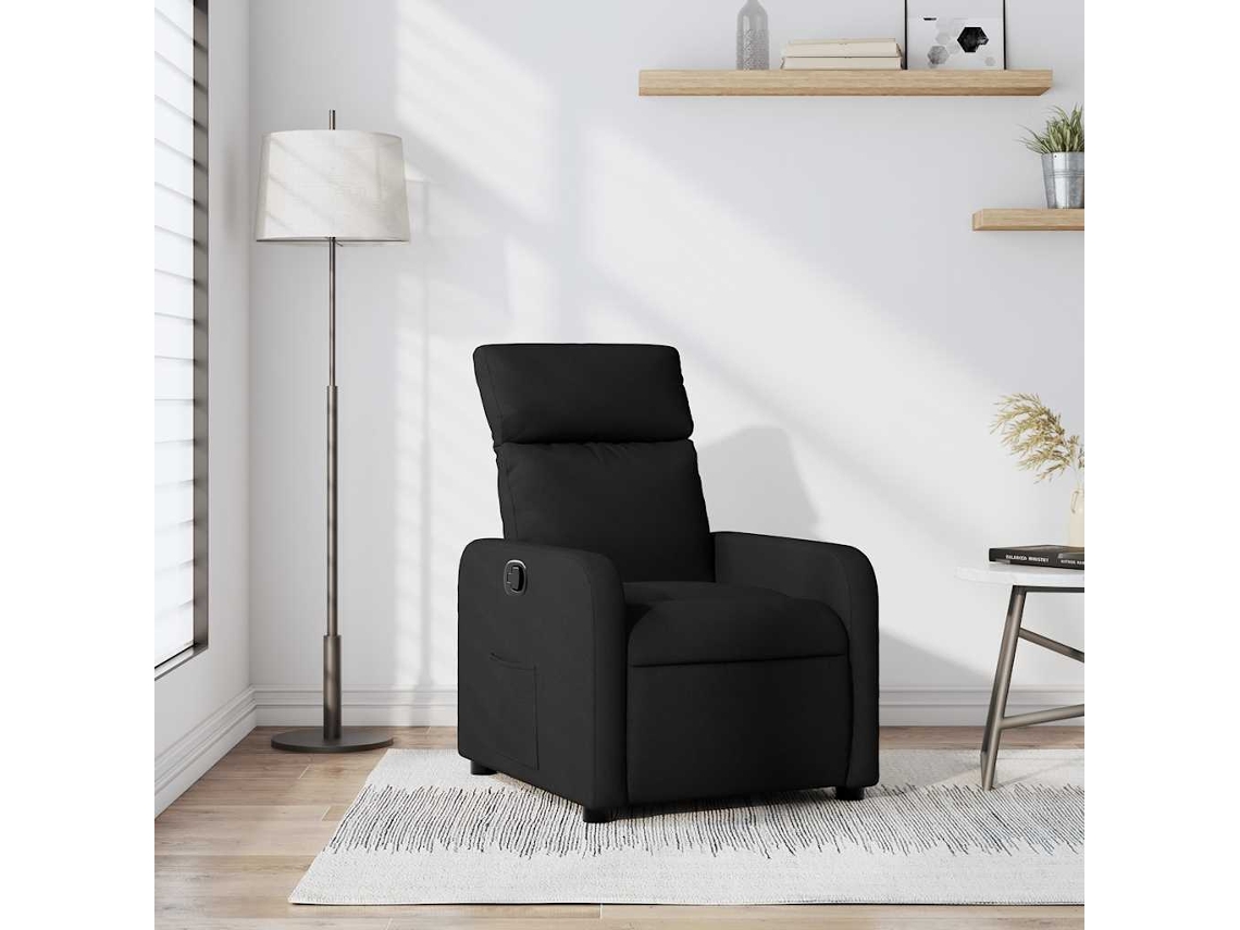 Vidaxl Poltrona Reclinável Tecido Preto
