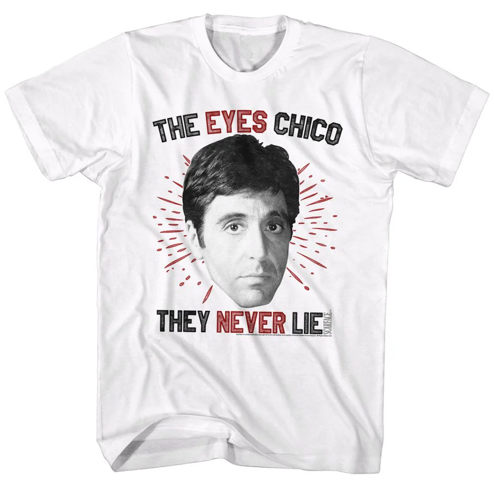 Unisex Adult T-shirt Rockinstone Scarface Movie Eyeschico White Sizes