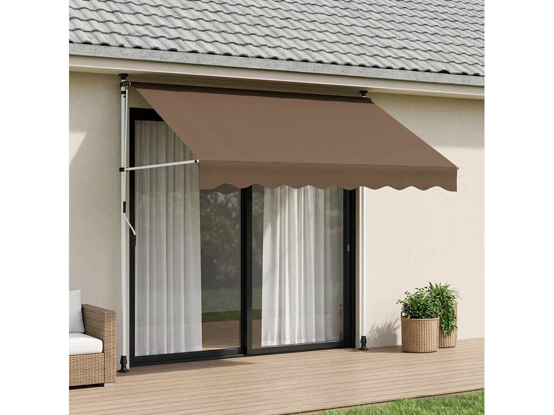 Vidaxl Toldo Retrátil Manual Cinzento-acastanhado 300 Cm