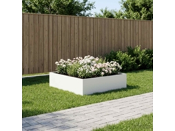 Vidaxl Vaso De Jardim Branco 80 X 80 X 30 Cm Aço Laminado A Frio