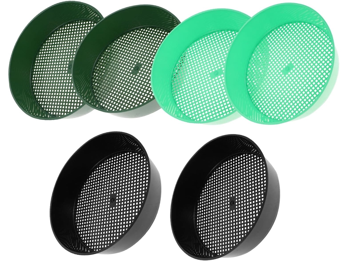 Conjunto de 6 Peneiras de Plástico para Jardinagem, Areia, Composto, Terra para Vasos, Bonsai e Outros Fins de Jardim. SFUSHOS