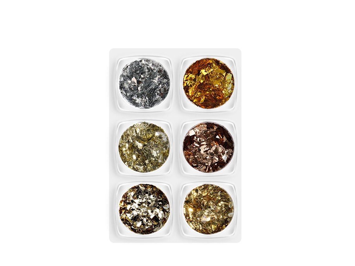 Pedaços De Vidro Para Arte De Unhas Com Strass Dourado Irregular E Sequins Coloridos Decoração De Unhas 1-6