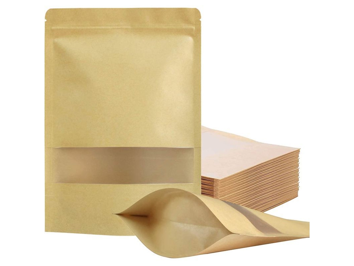 Sacos de papel Kraft Nova Line 100pcs 18*26+4cm com fecho zipper | S/MARCA