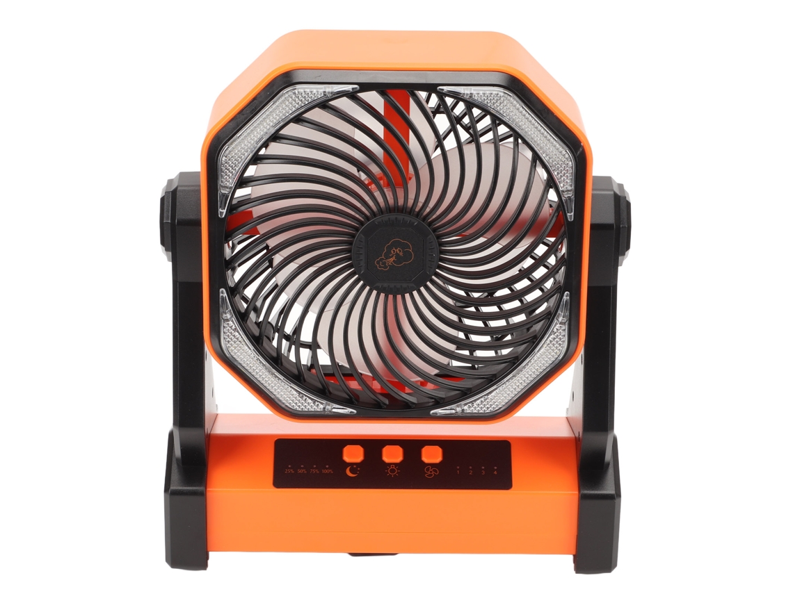 Ventilador Camping Led Recarregável com Gancho Laranja