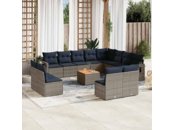 Vidaxl Conjunto De Sofá De Jardim Com 13 Peças E Almofadas Em Rattan Sintético Cinza