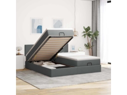 Vidaxl Estrutura De Cama Otomana Com Colchões Tecido Cinzento Escuro