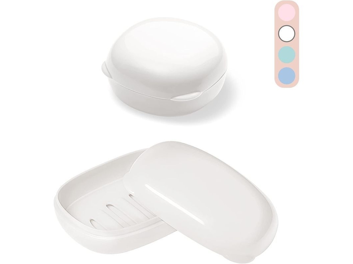Estuche De Jabón Viaje 2 Piezas, Recipiente Impermeable Con Tapa, Diseño Oso, Plástico Ligero Para Baño Hogar Mochilero