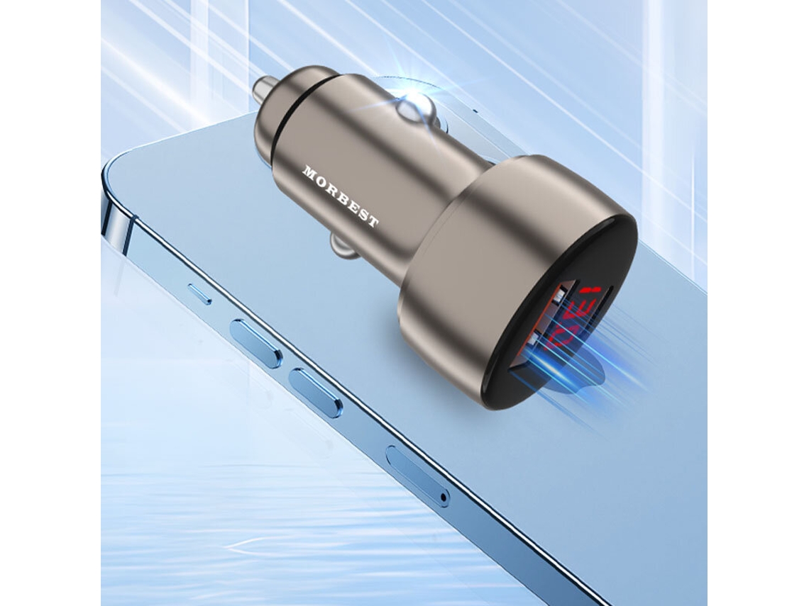 Carregador De Isqueiro Morbest C77ca De 48 W Com 2 Portas Usb Pd, Carregamento Rápido Qc Usb-a Usb-c Com Led Vermelho