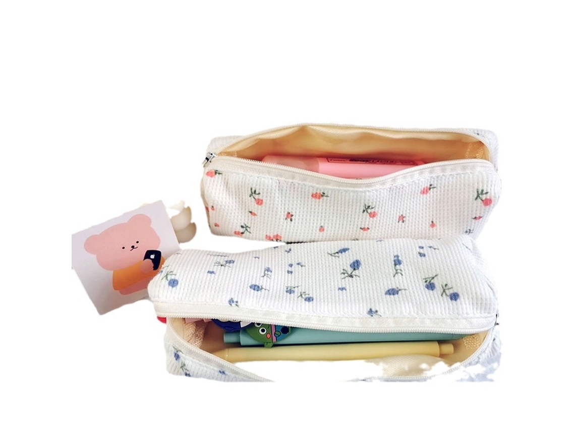 Linda Caixa De Lápis Floral Porta Canetas Bolsa Bolsa Pacote Com 2 Artigos De Papelaria Portáteis Para Mulheres*