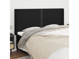 Vidaxl Cabeceira De Cama C/ Abas Tecido 163x16x118/128 Cm Preto