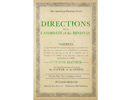 Livro Directions For A Candidate Of The Ministry De Cotton Mather (inglês)