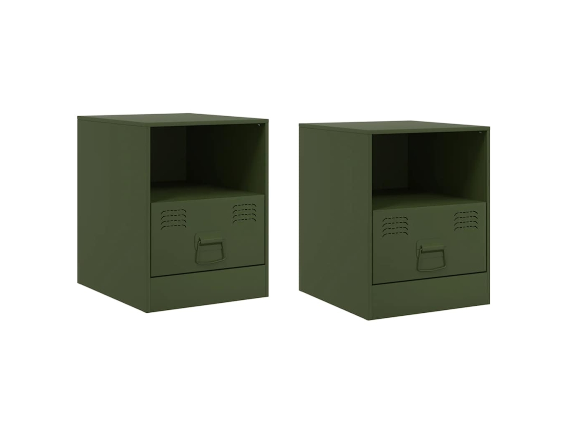 Bedside Cabinet, Bedside Cabinets Vidaxl Verde Aço (n/a)