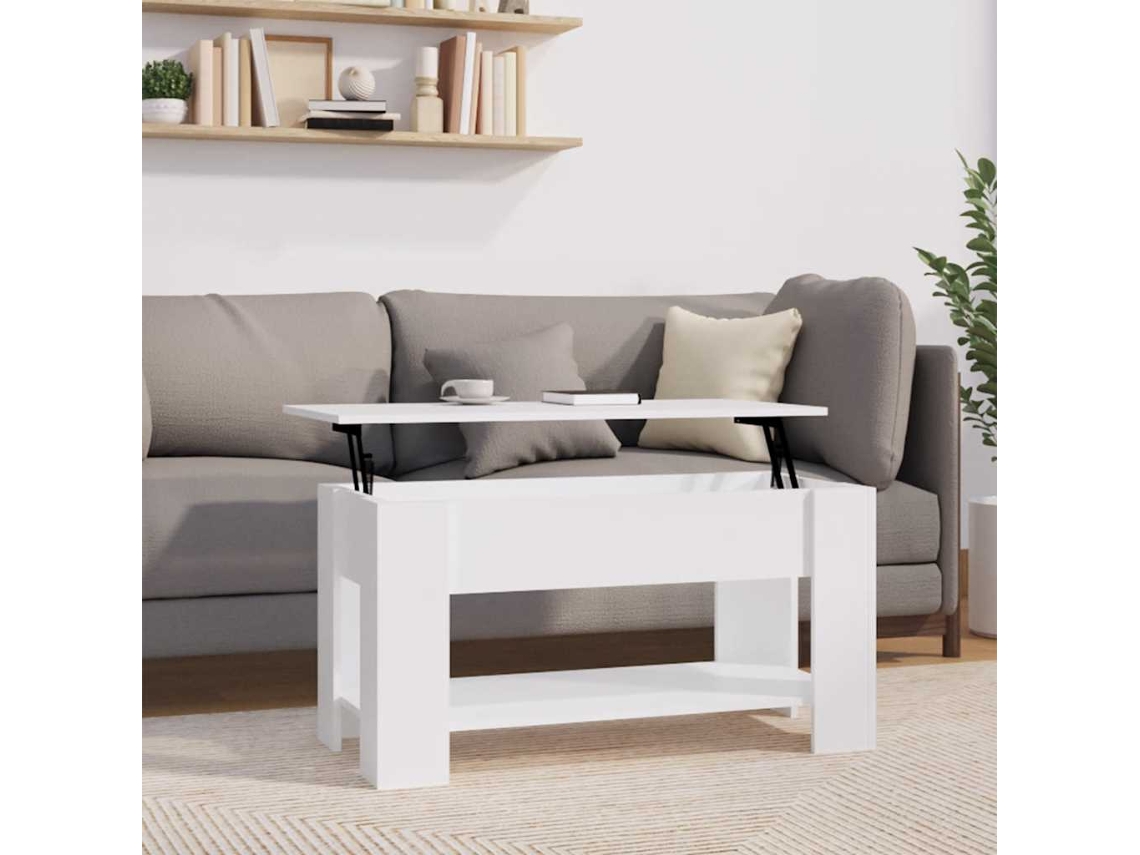 Vidaxl Mesa De Centro 101x49x52 Cm Madeira Processada Branco