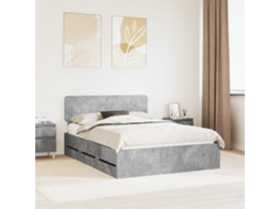 Vidaxl Estrutura Da Cama Com Gaveta Cinzento Concreto 140 X 190 Cm