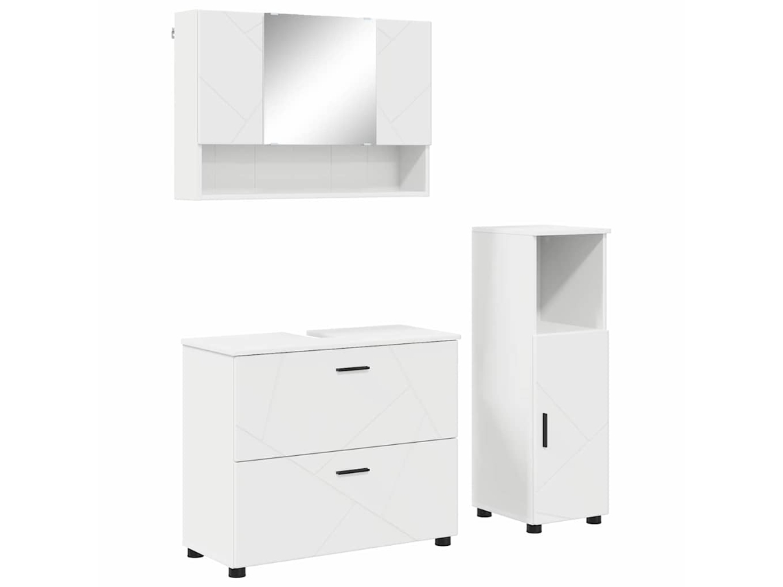 Conjunto de Móveis para Banheiro com Gaveta 3 Pcs Branco MAISON EXCLUSIVE