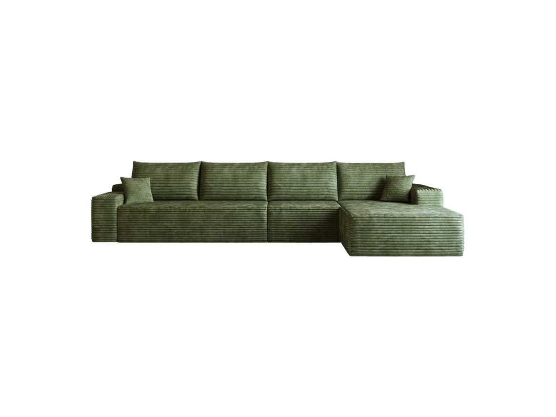 Sofá Modular De Canto De 340 Cm - Chaise Longue Em L, Assento Profundo, Sem Montagem, Embalado Compactamente - Verde