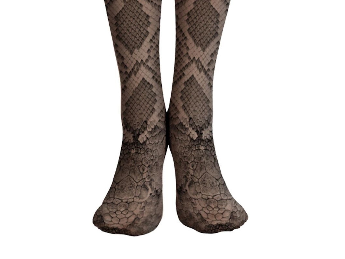 Meia calça Legging de Veludo de Cobra Estampa Digital Cintura Alta com Pé Feminina 3