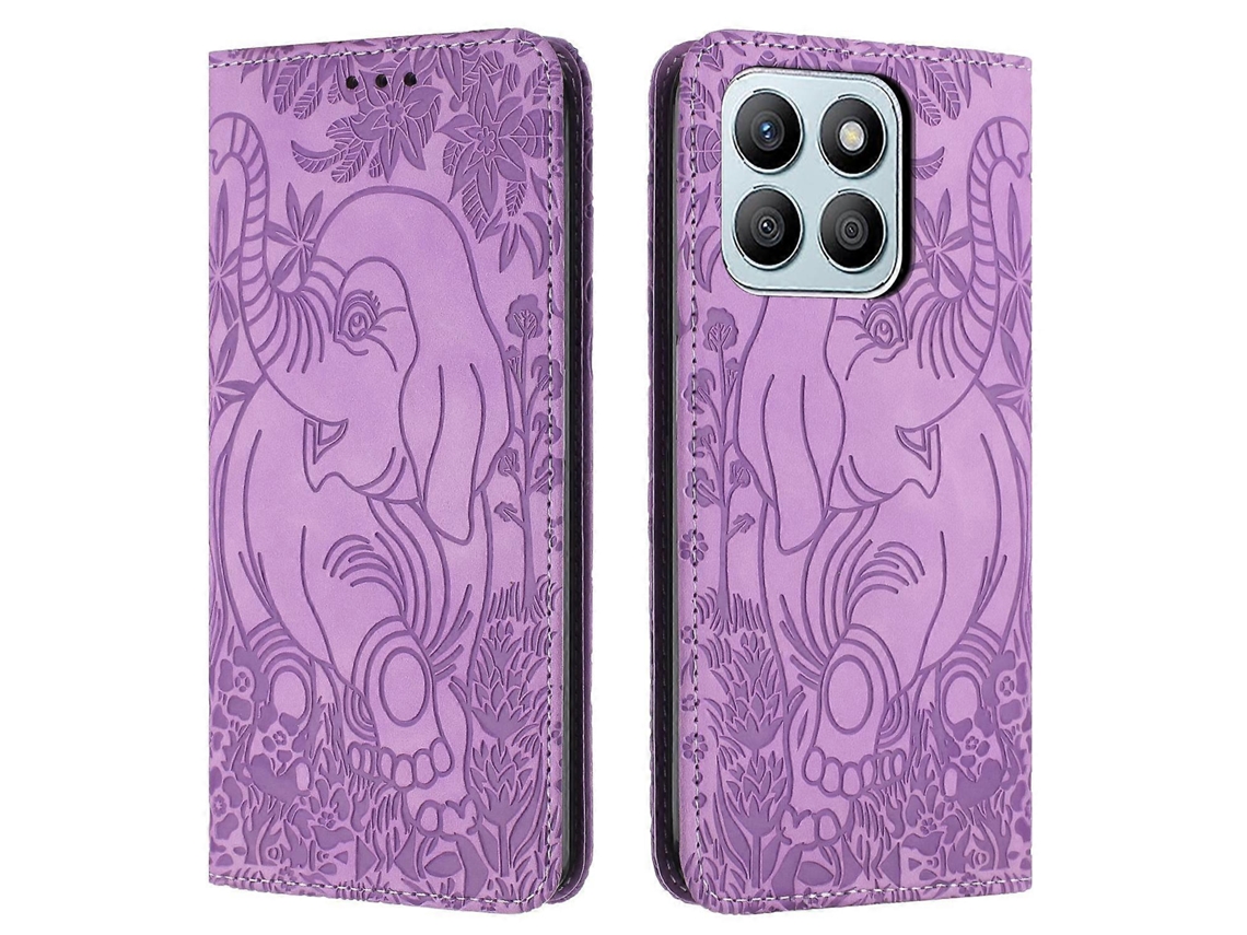 Capa De Celular De Couro Com Estampa De Elefante Retrô