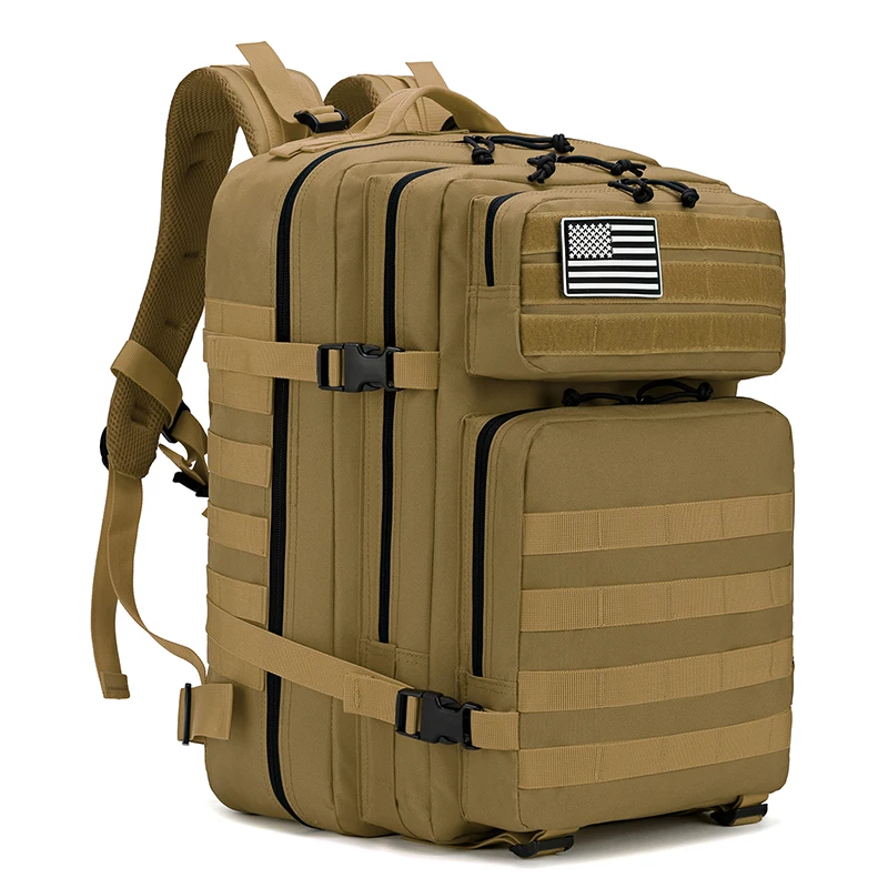 Mochila De Caminhada Unissex (cáqui) 45l, Design De Camuflagem Tática