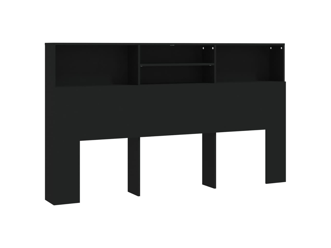 Cabeceira com arrumação, acessório de cabeceira, mesa de cabeceira, prateleira, 180 x 19 x 103,5 cm, MDF preto, TDL0200019
