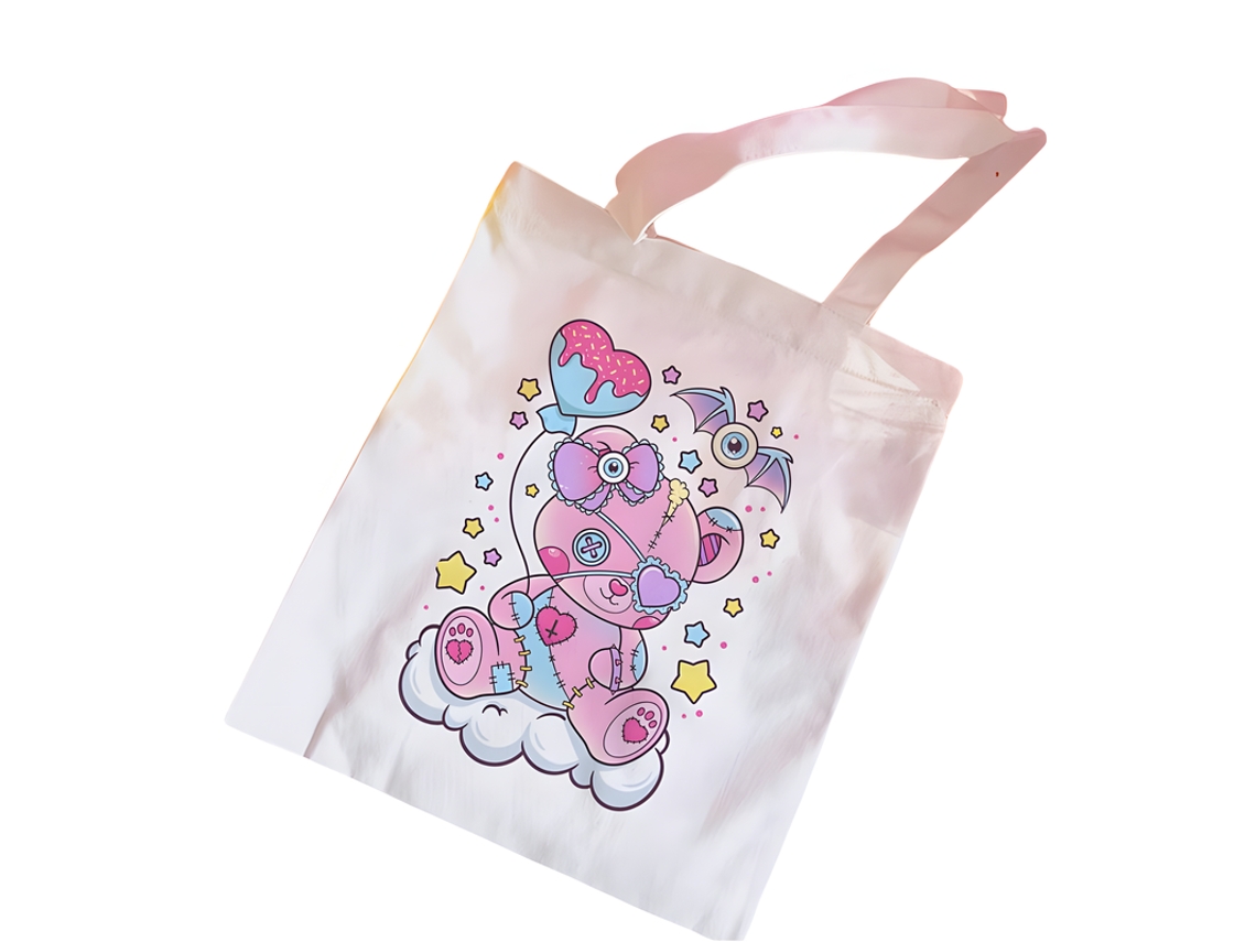 Mochila Szsmart Pastel Goth Cartoon Cat Bolsa De Lona Impressa