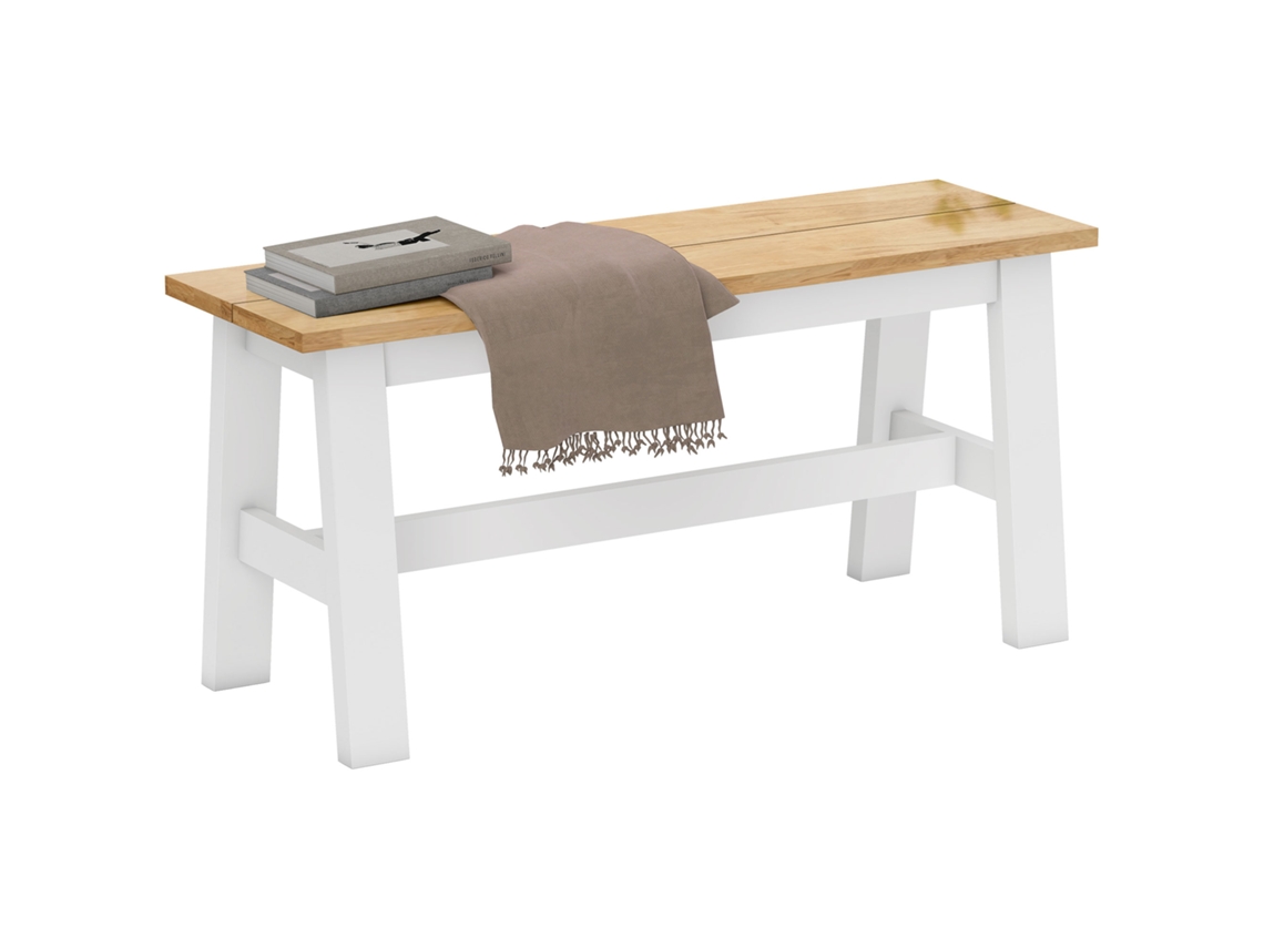 Banco Para 2 Pessoas, Efeito Carvalho, Barra Estabilizadora, Para Sala, Quarto, Hall, Branco