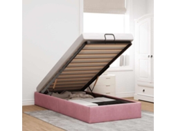 Vidaxl Ottoman Bed Frame No Colchão Rosa 90x190 Cm Veludo