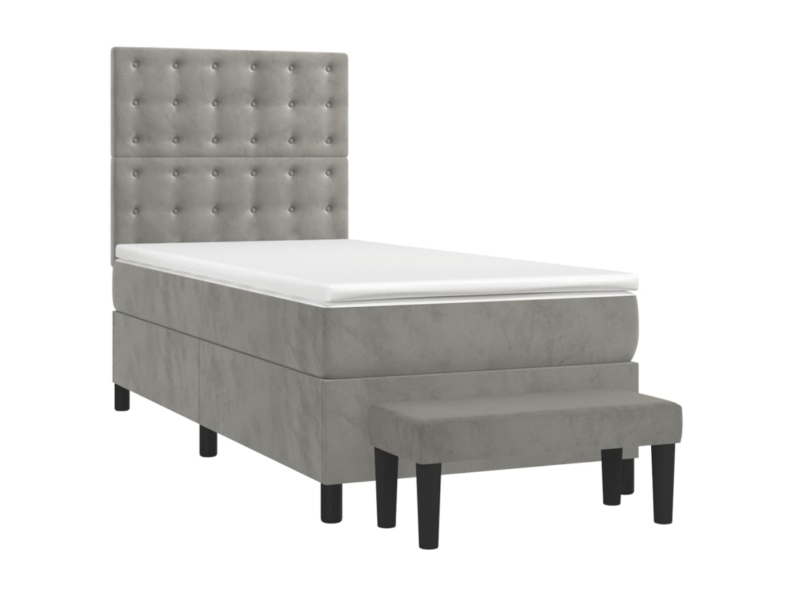 Box Spring Bed, Box Spring Beds Vidaxl Cinzeto Veludo (90 X 200 Cm)