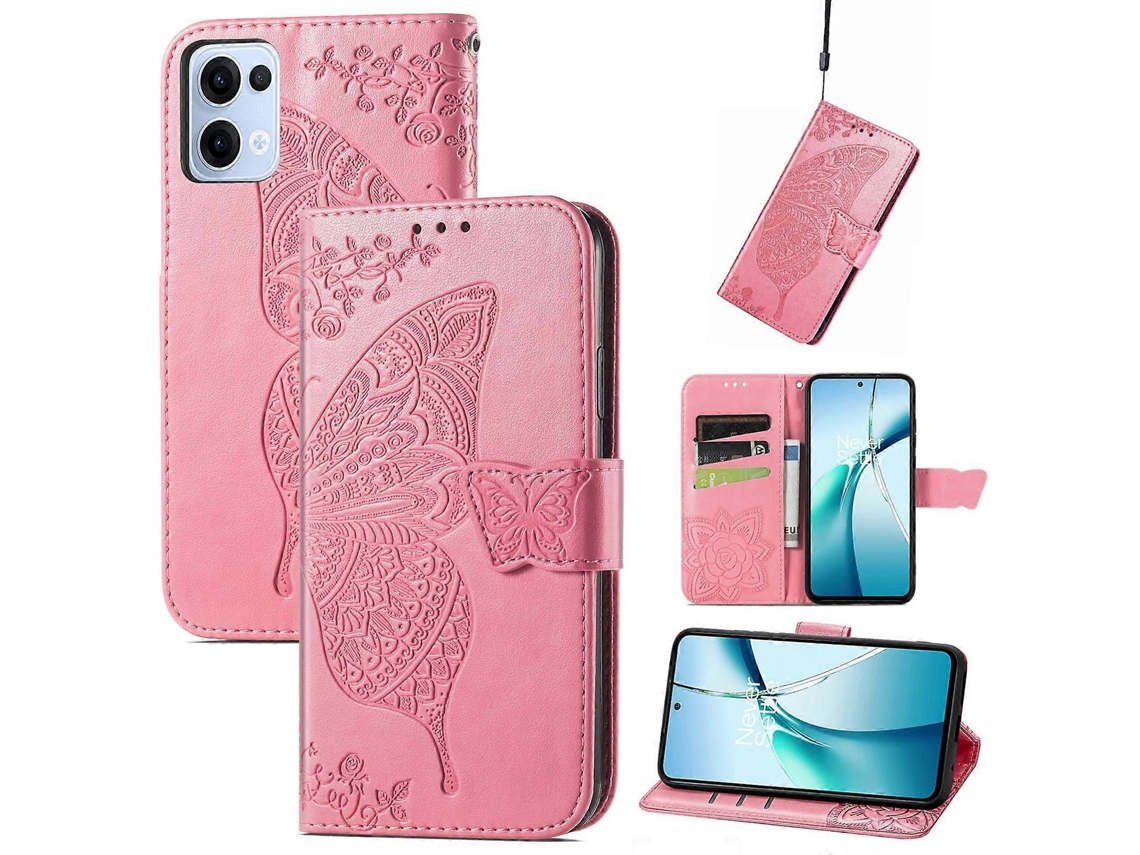 Capa De Celular De Couro Com Estampa De Borboleta E Flor