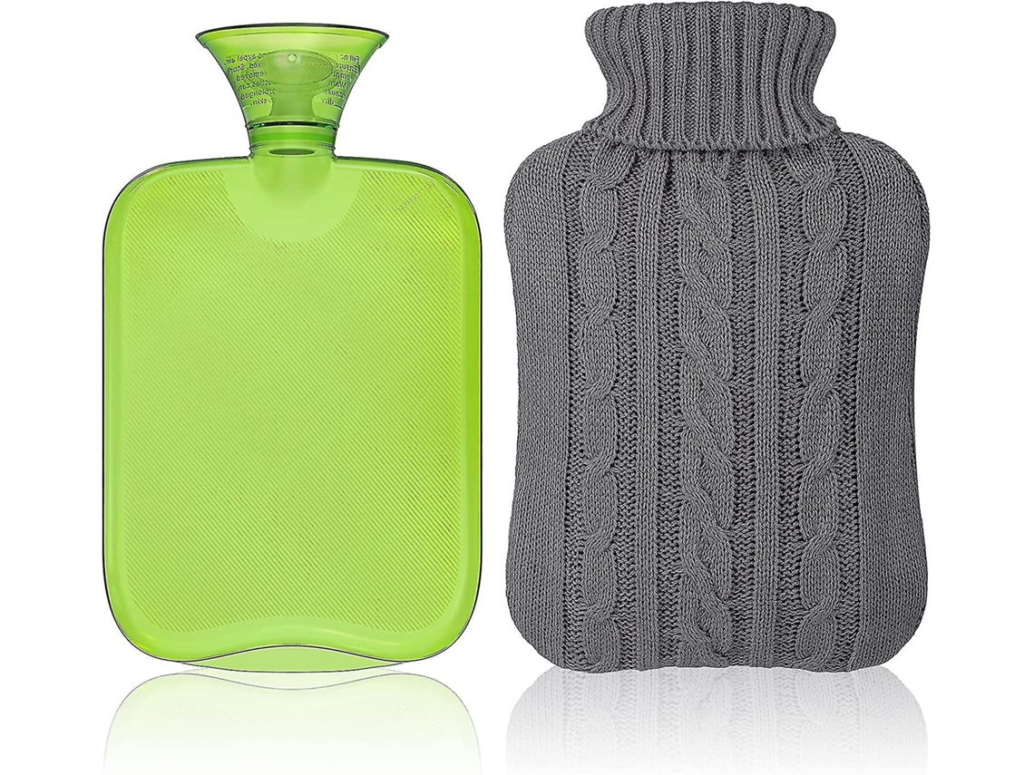 Bolsa De Água Quente De Borracha Com Capa De Malha, Bolsa De Água Quente Transparente 2 Litros Verde AQUAFORGE