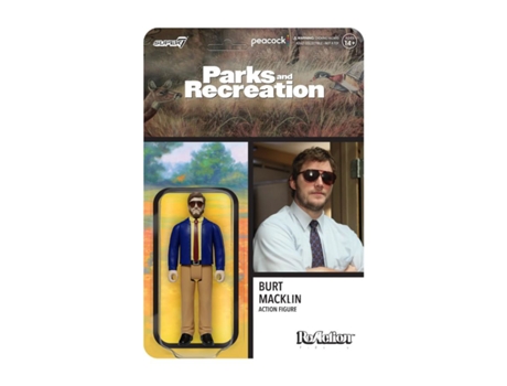 Figura Super7 Andy Dwyer como Burt Macklin Reacção 3.75 Figura PARKS AND RECREATION