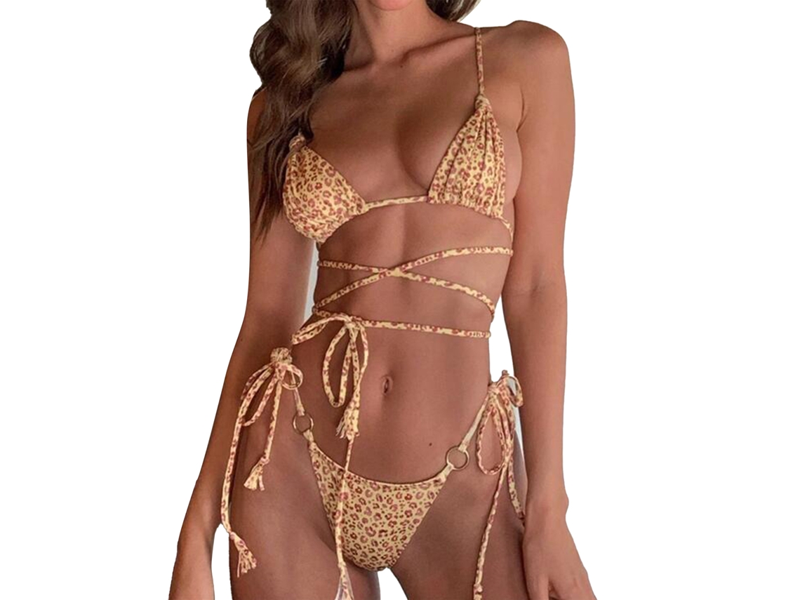 Conjunto Biquíni Feminino Verão Tassel Flor Cor L Praia Piscina
