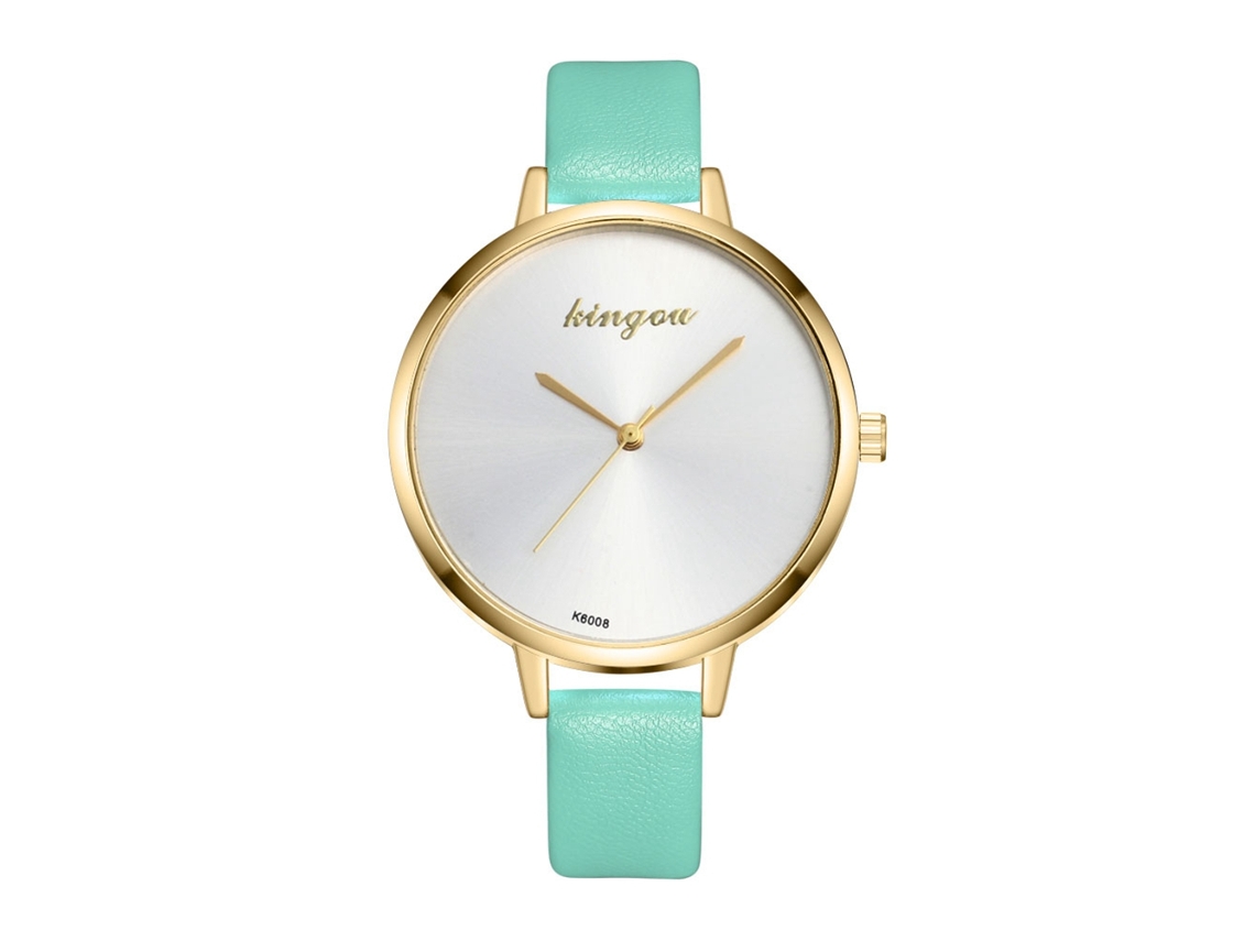 Relógio de Pulso Feminino Analógico de Quartzo com Pulseira Pu Clássico Simples (menta)