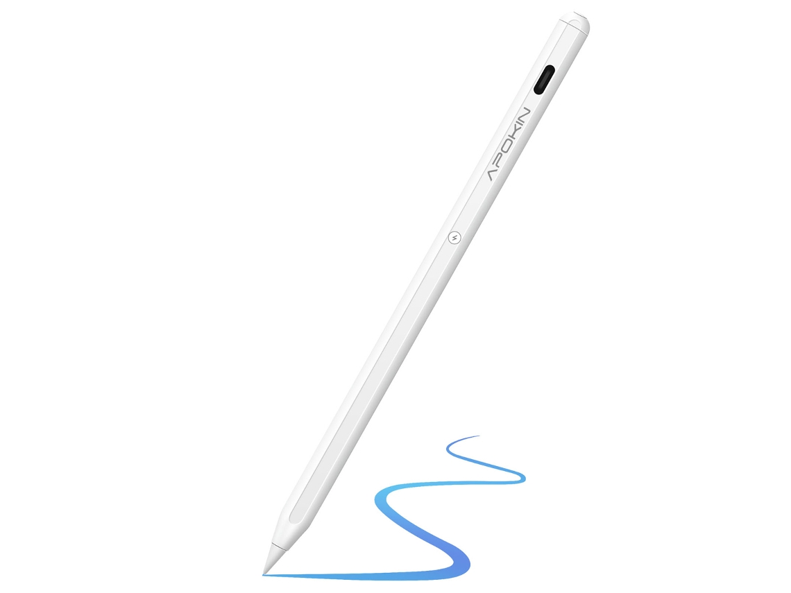 Apokin Bluetooth Caneta para iPad Pro com Fixação Magnética e Porta USB-C Autonomia 9h Branco
