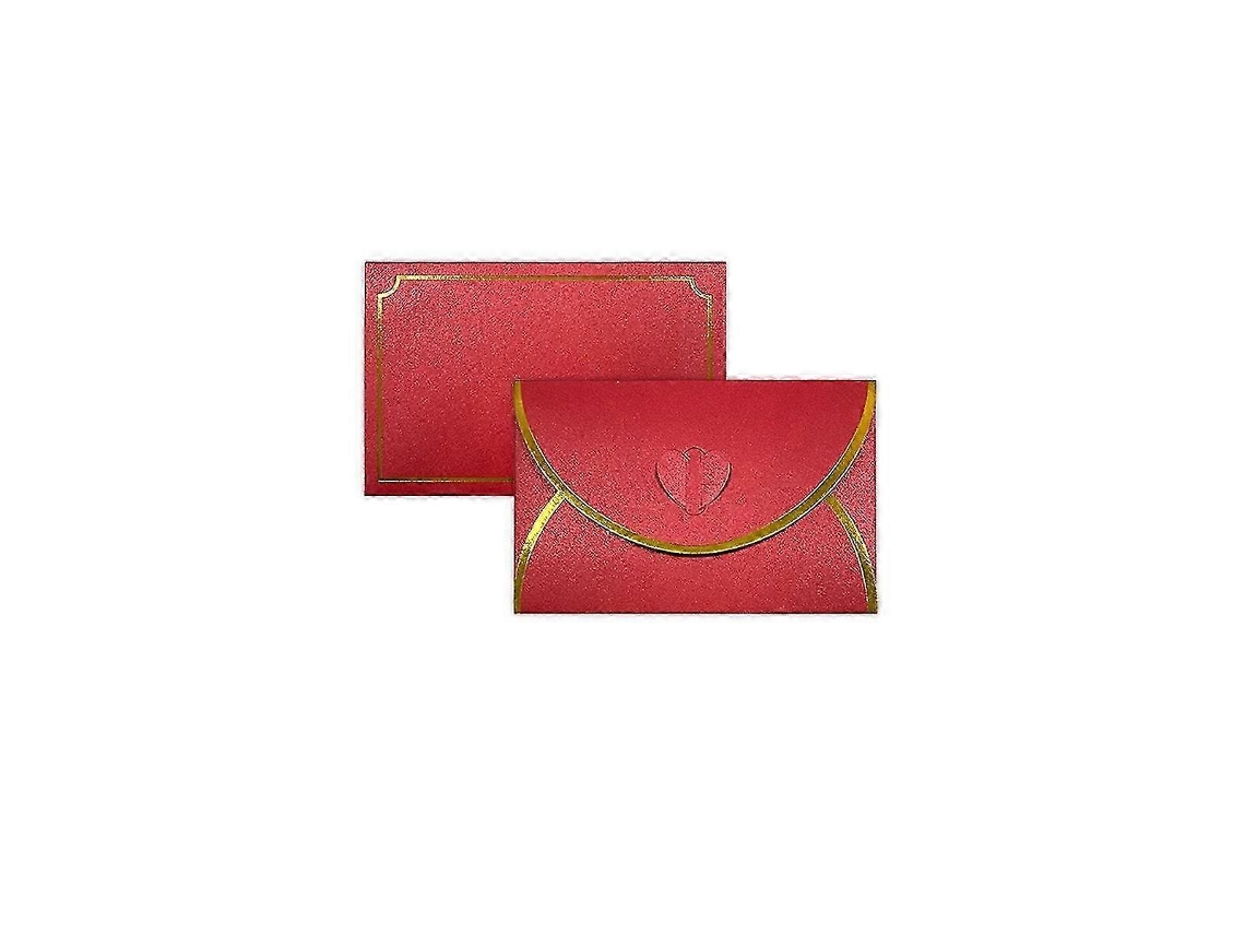 50 Envelopes Cartão Presente Fivela Amor Borda Dourada Compatível Notas