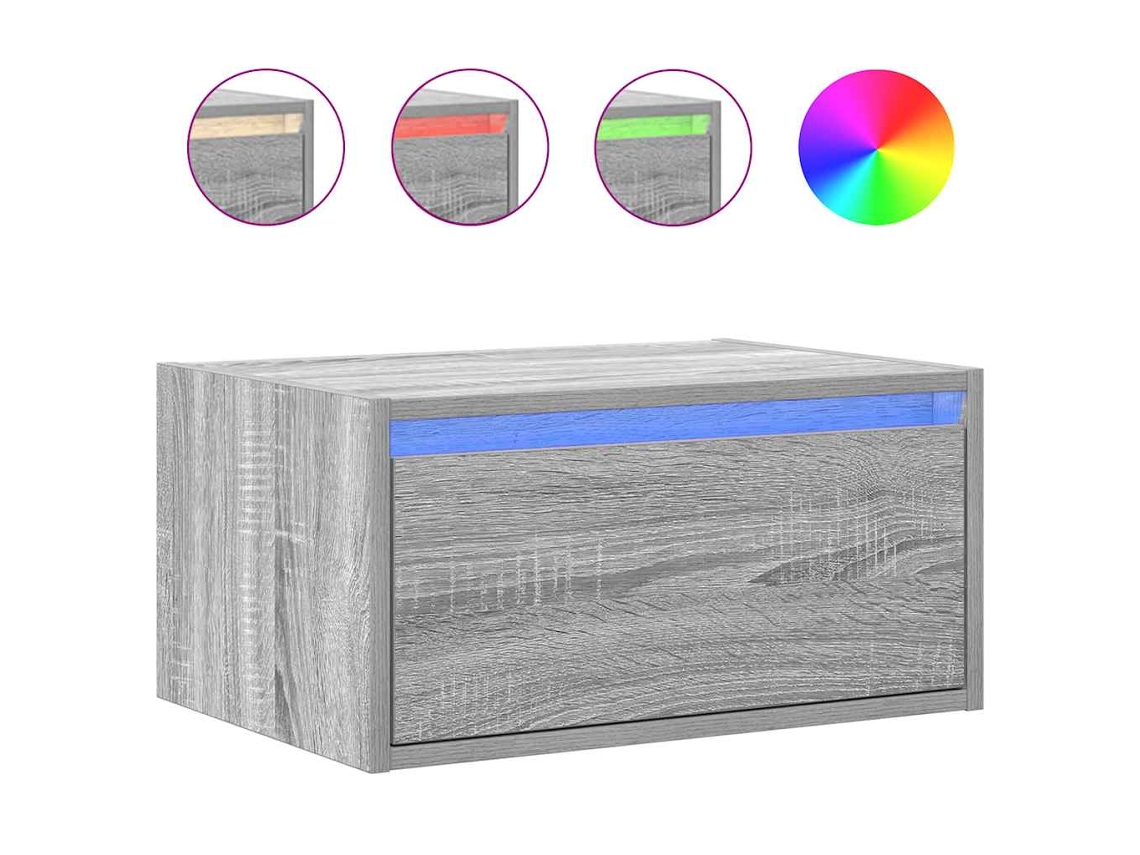 Mesa de Cabeceira de Parede com Luzes Led Cinzento Sonoma MAISON EXCLUSIVE