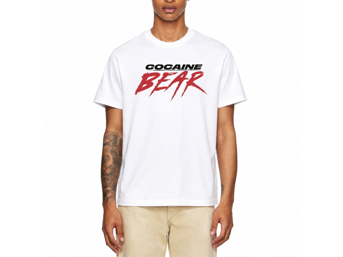 Rockinstone Cocaine Bear Movie Logo Light White Adult T-shirt Size:l